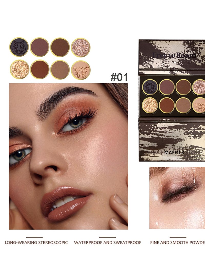 Maffick Makeup: 8-Color Eyeshadow Palette - Matte & Pearl Finish for Diversified Vibrant Looks