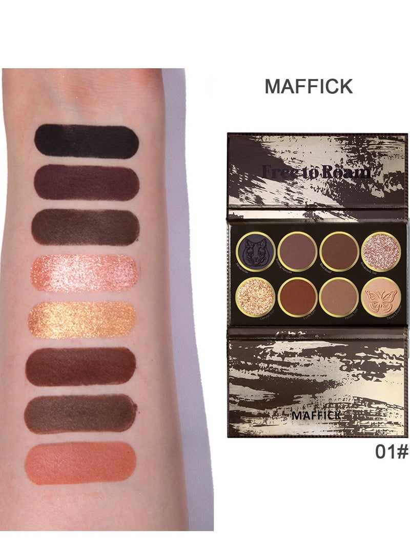 Maffick Makeup: 8-Color Eyeshadow Palette - Matte & Pearl Finish for Diversified Vibrant Looks