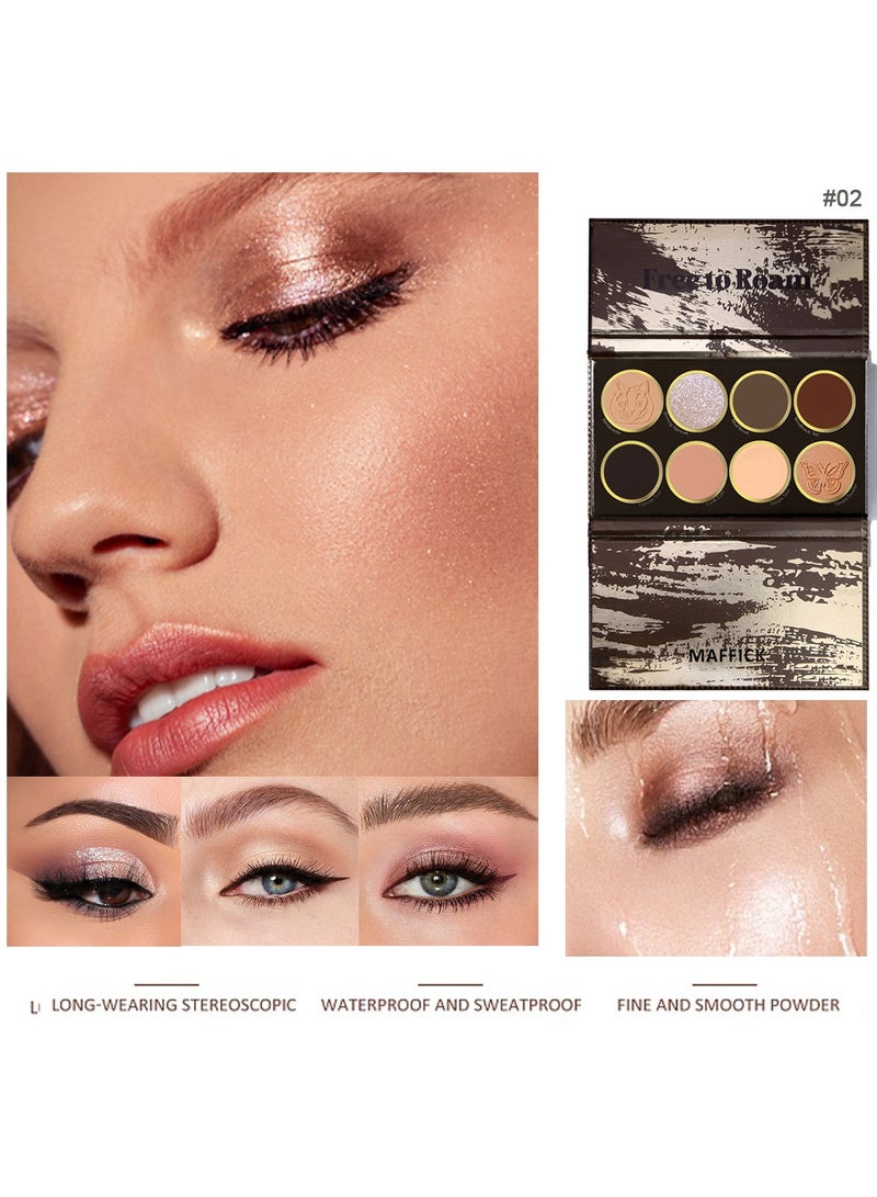 Maffick Makeup: 8-Color Eyeshadow Palette - Matte & Pearl Finish for Diversified Vibrant Looks
