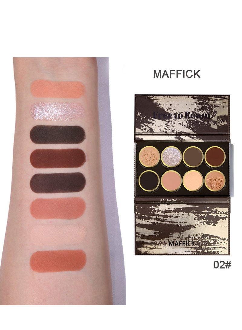 Maffick Makeup: 8-Color Eyeshadow Palette - Matte & Pearl Finish for Diversified Vibrant Looks