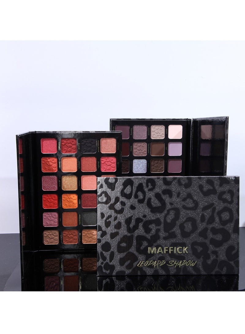 MAFFICK 24-Color Leopard Eyeshadow Palette - Color Changing Pearl Light, Matte Finish, Long-lasting Makeup