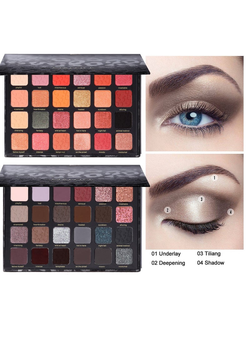 MAFFICK 24-Color Leopard Eyeshadow Palette - Color Changing Pearl Light, Matte Finish, Long-lasting Makeup