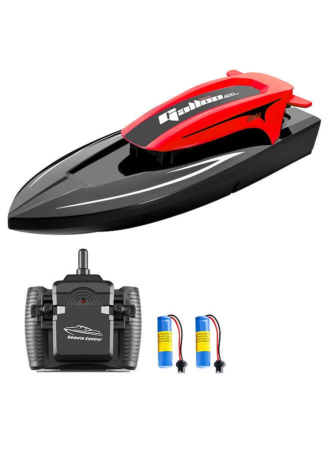 Remote Control Boat, 2.4G 20km/h High-speed Waterproof Remote Control Speed Boat with LED Lights Dual Motor 2 Battery