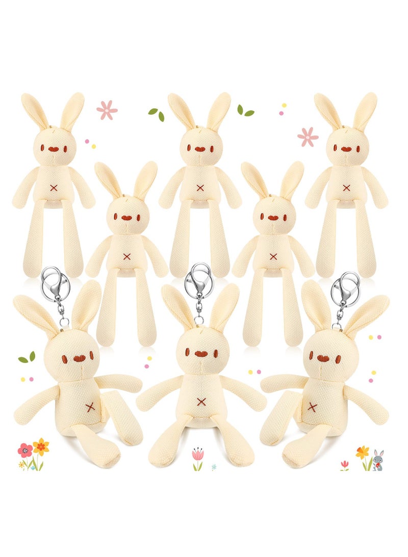 8 Pcs Plush Bunny Stuffed Animal 7.87 Inch Mini Bunnies Doll Keychain Cotton Rabbit Graduation Gifts for Boys Girls Birthday Party Favor