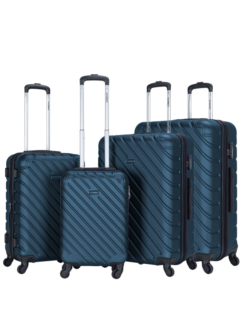 4 Pack Of Hardside Spinner Number Locked Luggage Trolley