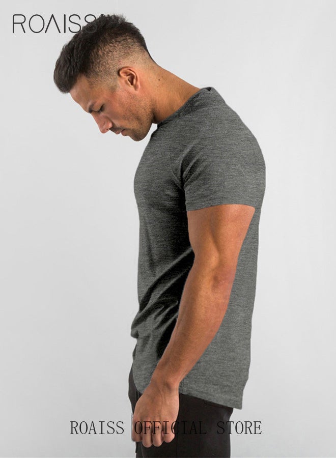 Men Summer T-shirt, Short Sleeve Round Neck Tops, Classic Solid T shirt for Men, Suitable for Daily Wear or Any Occasion