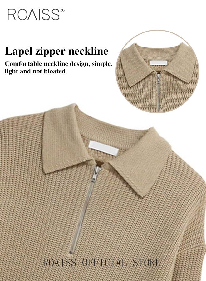 Men Half Zip Sweater Embrace the Timeless Charm of Japanese Retro Fashion with this Comfortable and Stylish V Neck Knit Pullover