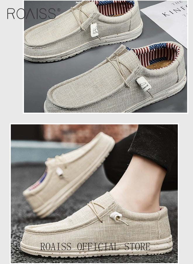 Casual Slip On Loafers for Men Thick and Soft Soled Canvas Shoes Lightweight Round Toe Sneakers Breathable Anti Slip Flats