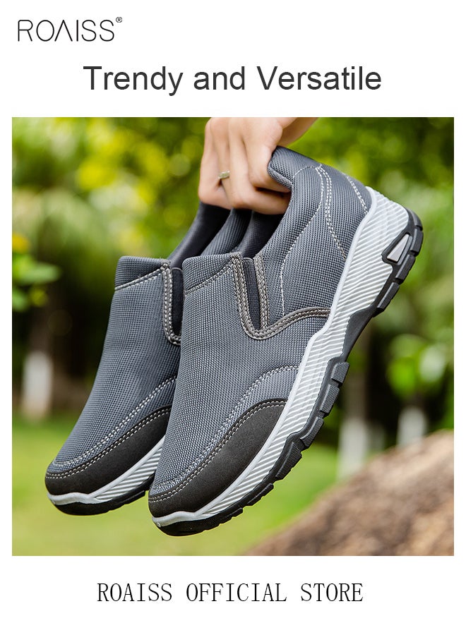 Slip On Casual Shoes Simple Style Outdoor Sneakes Round Toe Breathable Sports Shoe for Middle Aged and Elderly Men for Dad Colorblock Sneakers