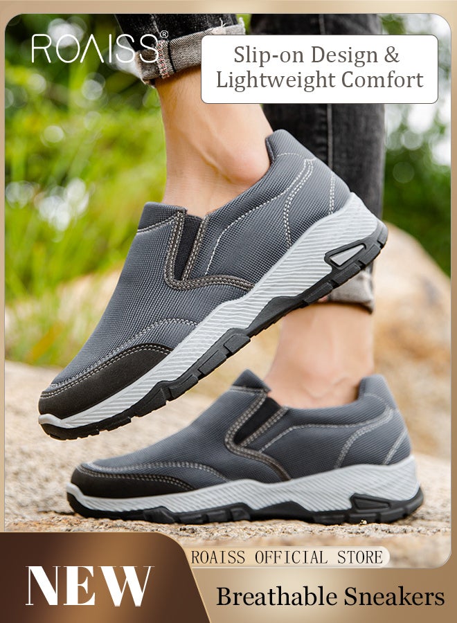 Slip On Casual Shoes Simple Style Outdoor Sneakes Round Toe Breathable Sports Shoe for Middle Aged and Elderly Men for Dad Colorblock Sneakers