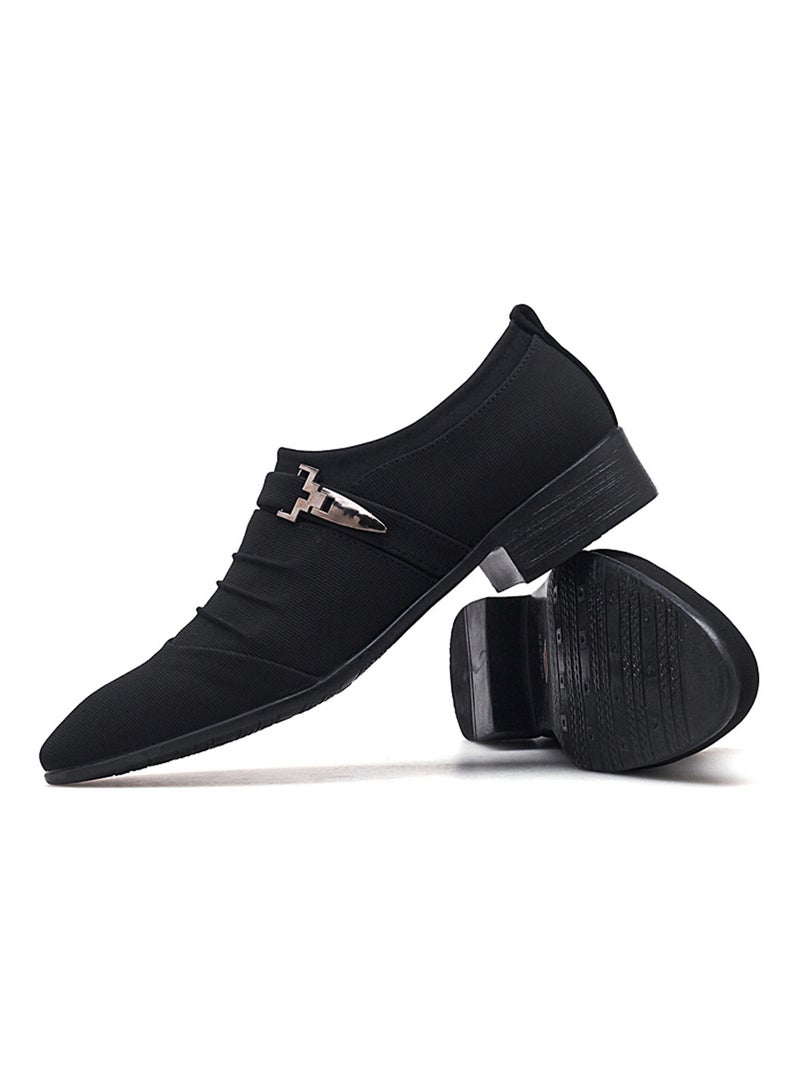 Pointed Toe Leather Formal Shoes Black