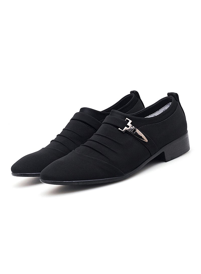 Pointed Toe Leather Formal Shoes Black