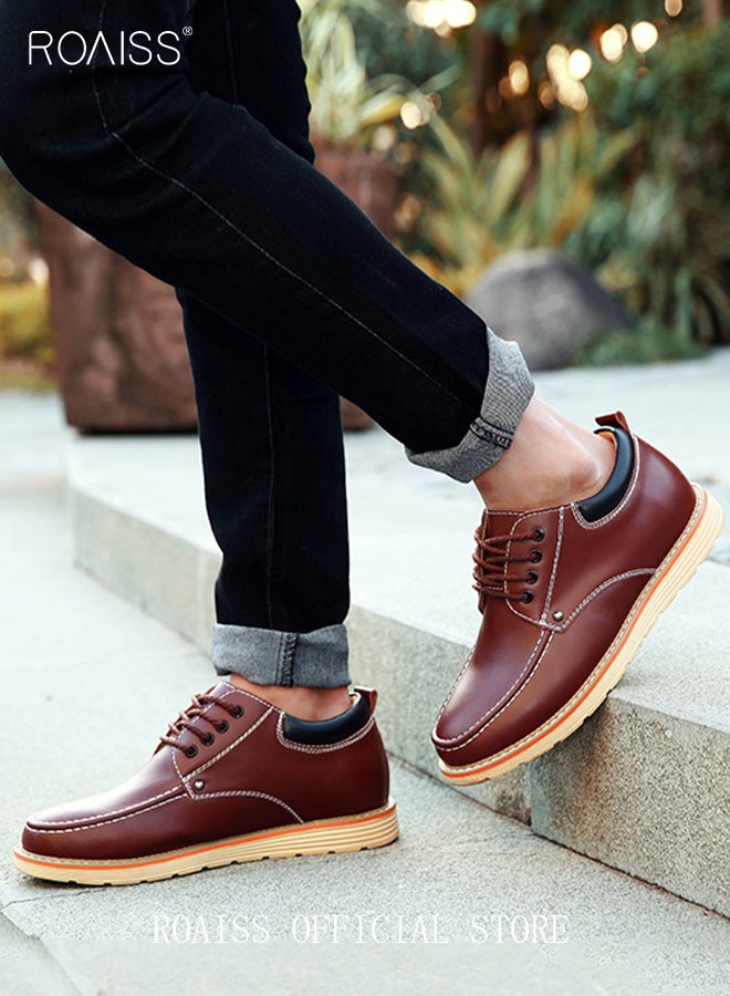 Men's Basic Leather Casual Classic Flat Sneaker Shoes