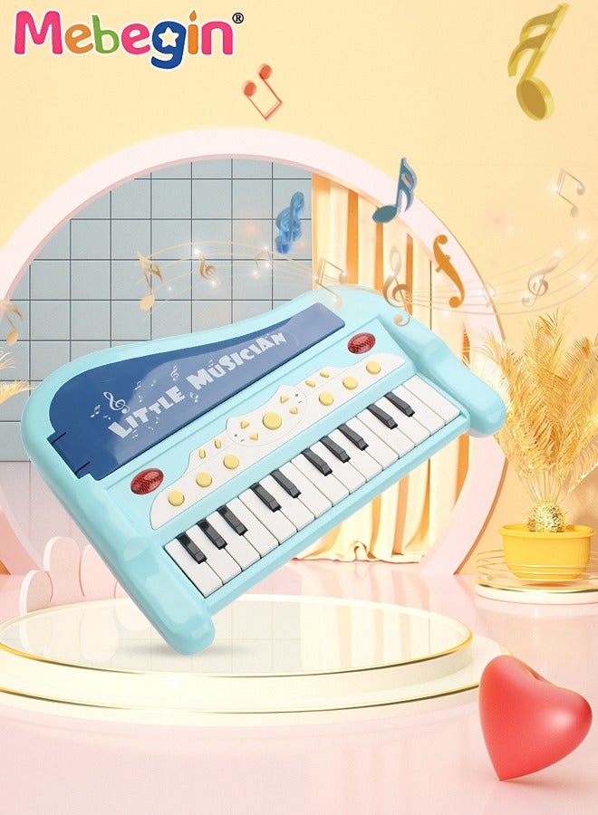 Piano Keyboard Toy for Kids, Multifunctional Electronic Piano Toy with Microphone, Preschool Learning Educational Instruments Toy Gifts for Kids Boys Girls 3+ Blue