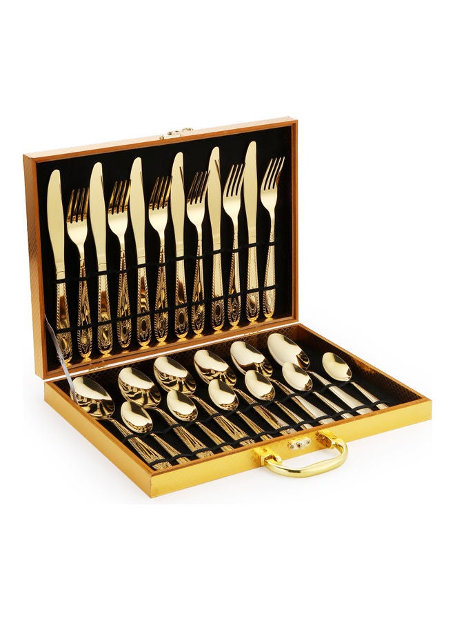 24-Piece Stainless Steel Cutlery Set Gold