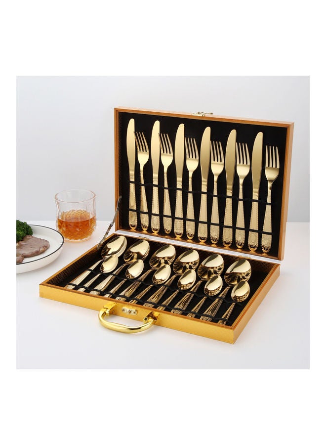 24-Piece Stainless Steel Cutlery Set Gold
