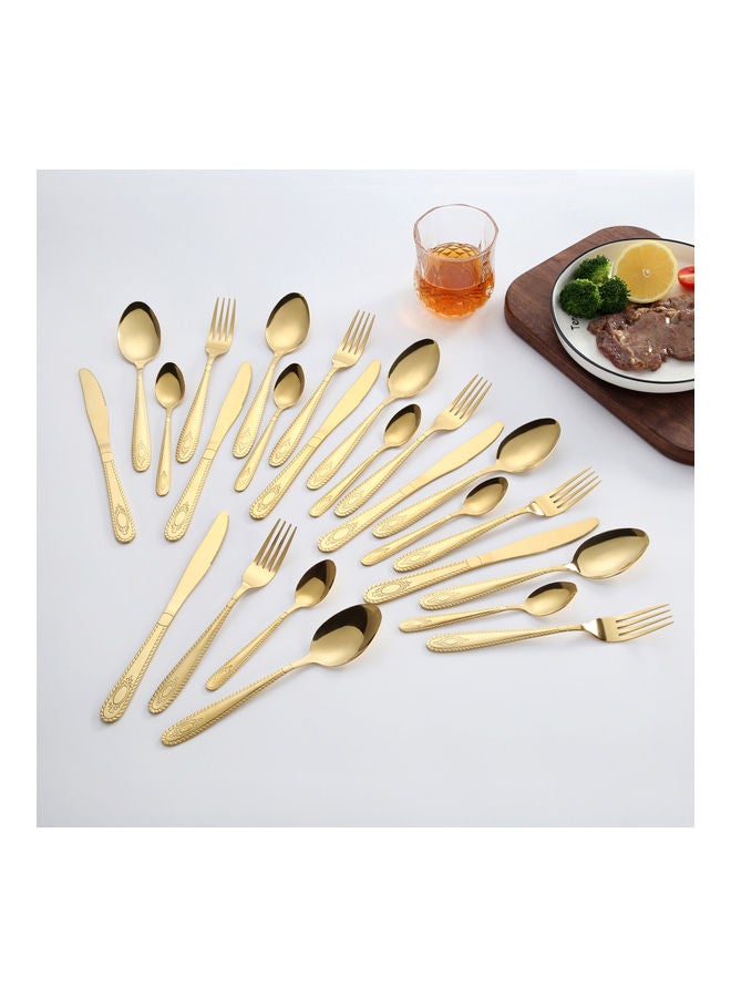 24-Piece Stainless Steel Cutlery Set Gold
