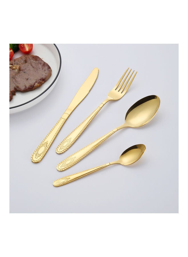 24-Piece Stainless Steel Cutlery Set Gold