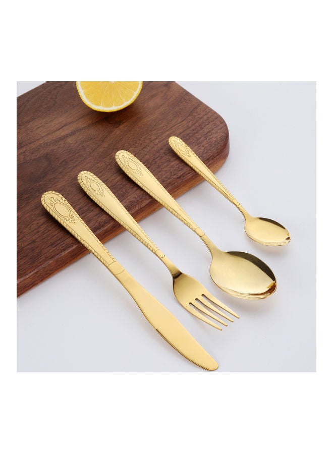 24-Piece Stainless Steel Cutlery Set Gold