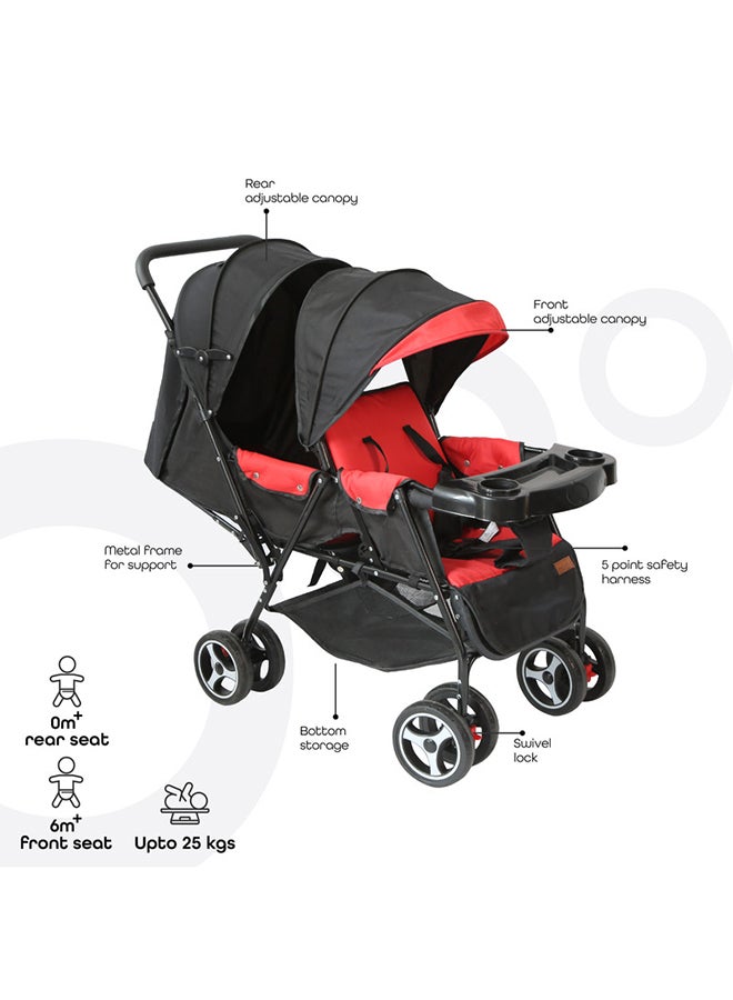 Pair Twin Stroller -  Fire Red