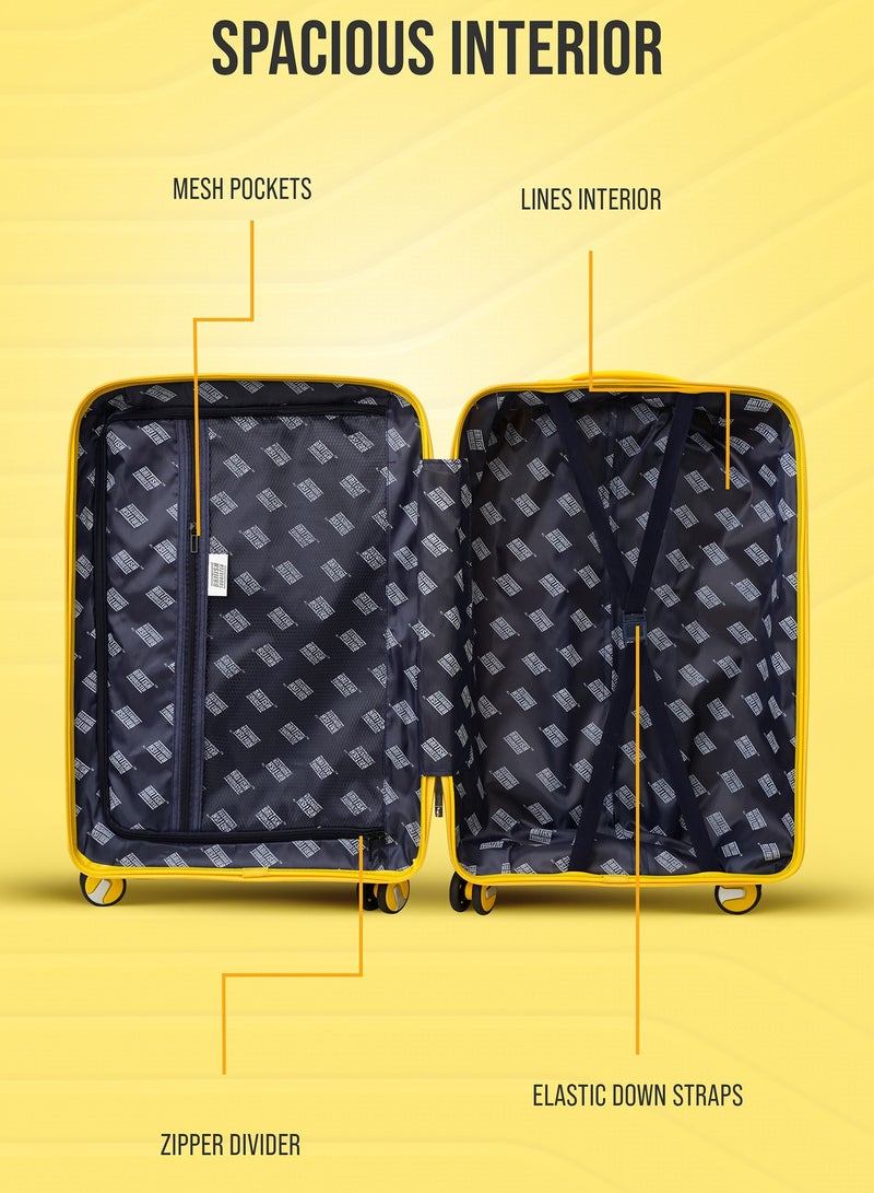 Polypropylene Spinner Check In Medium Luggage Trolley 24 Inch Yellow