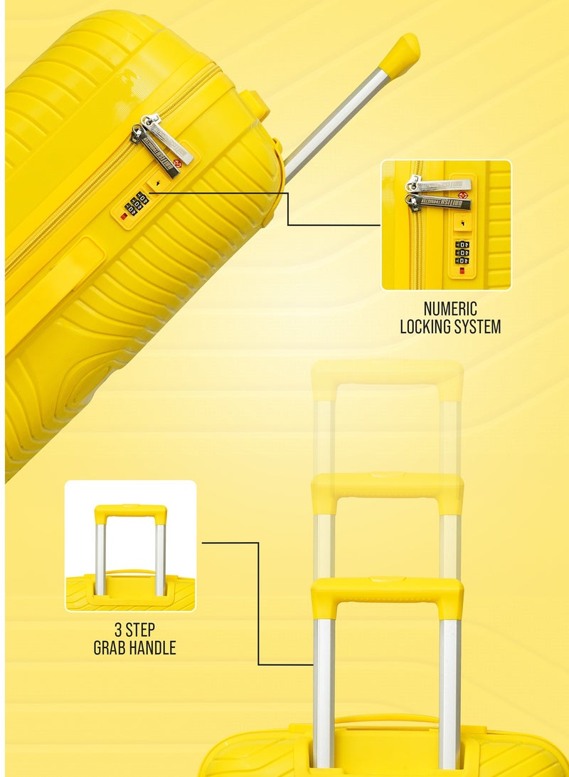 Polypropylene Spinner Check In Medium Luggage Trolley 24 Inch Yellow