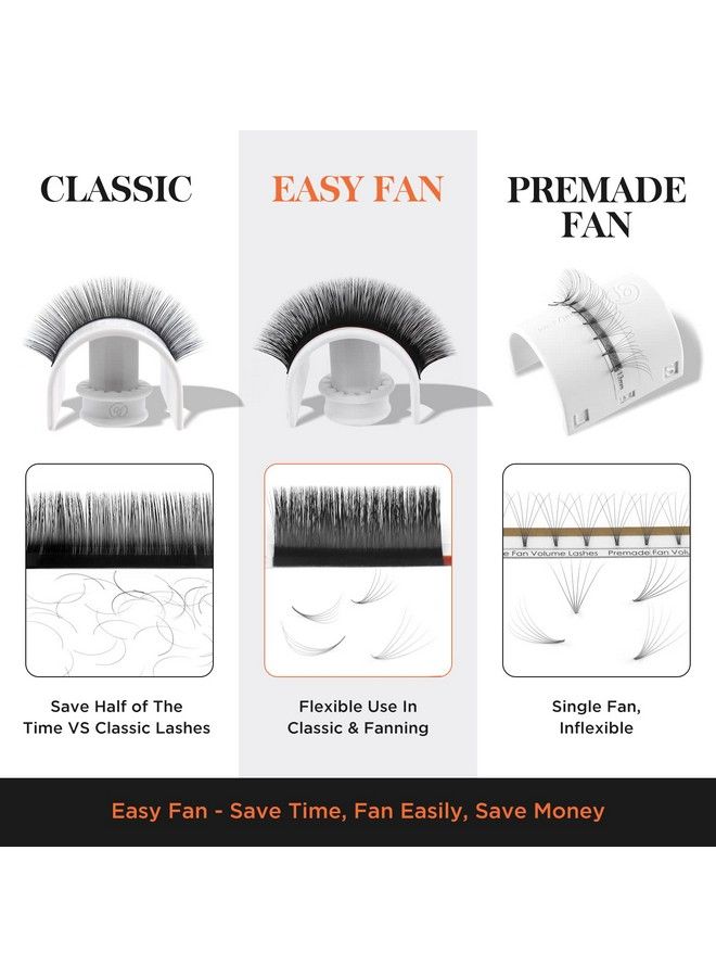 Easy Fan Volume Eyelash Extensions Premade Fan Eyelash Extension Self Fanning Lash Extension 3D Matte Black Faux Mink Professional Salon Use Lashes Extensions By 007 D Curl 815Mm Mix Tray