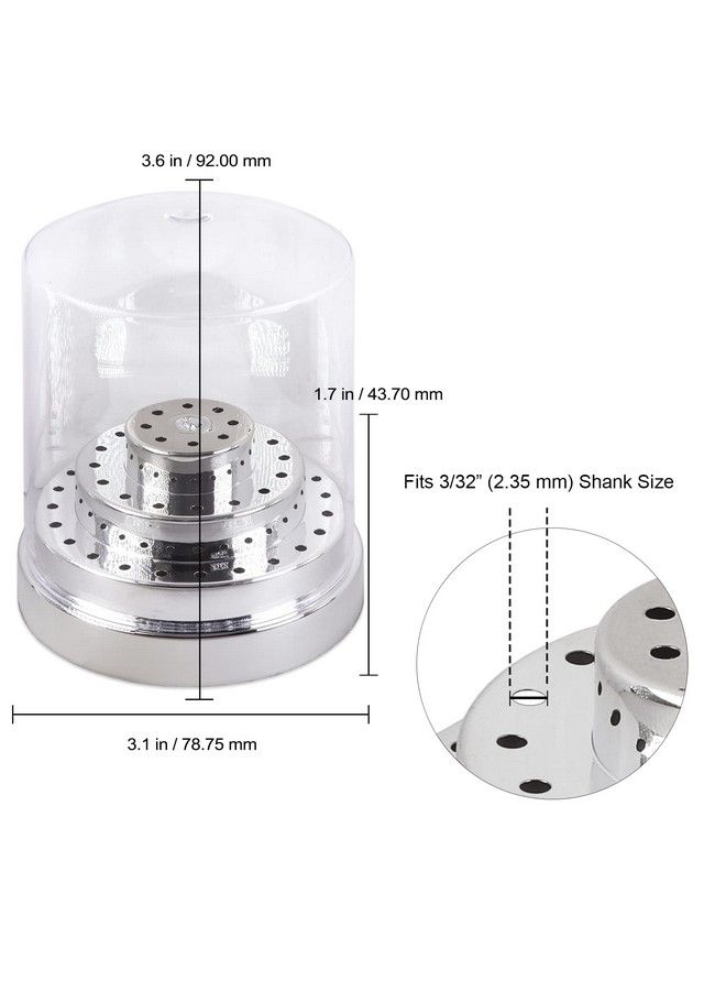 Nail Drill Bit Holder Stand Display Organizer Dust Proof Storage Container Box Case Tools For Home Use Or Nail Salon (48 Holes Silver)