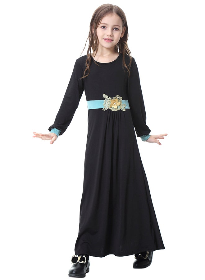 Long Sleeve Muslim Maxi Dress Black
