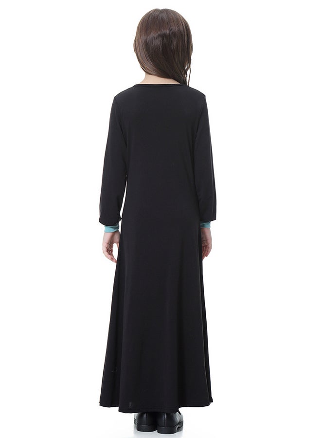 Long Sleeve Muslim Maxi Dress Black