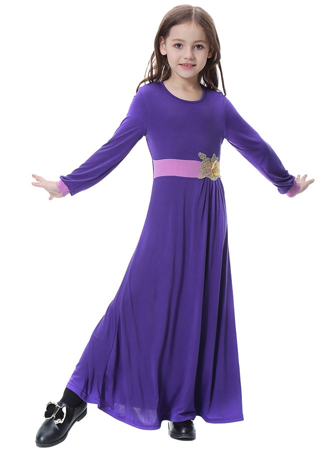 Long Sleeve Muslim Maxi Dress Purple