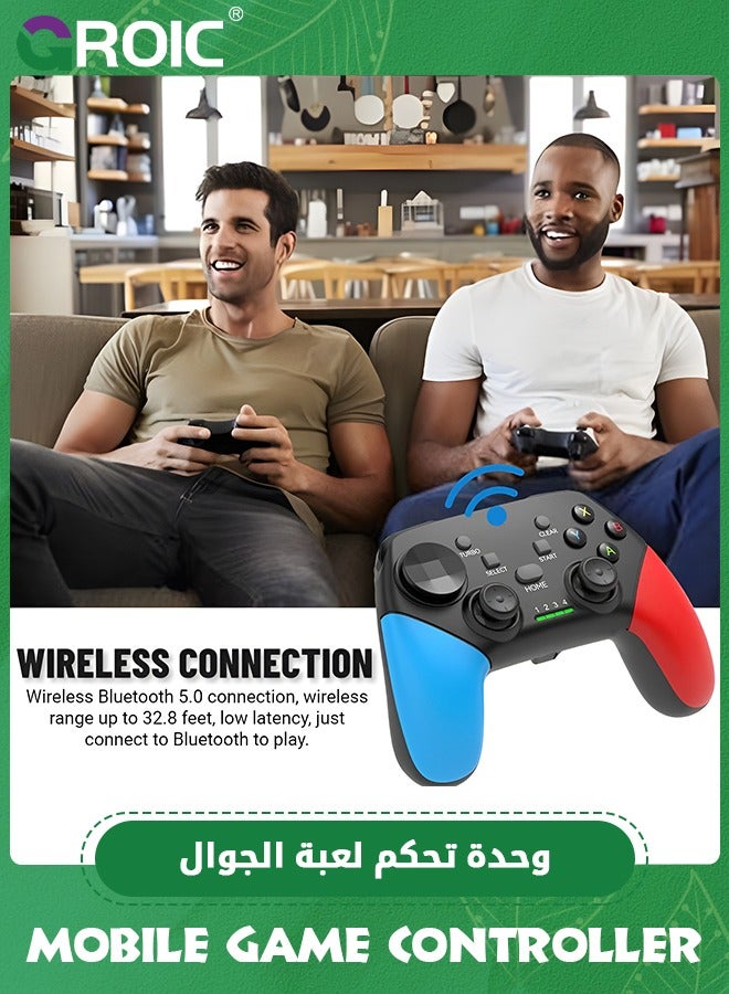 Game Controller for iPhone/iOS/Android/PC/Steam Deck with Phone Holder, Turbo, Wireless Gamepad Joystick for iPhone 15/14/13/12/iPad/MacBook/Samsung Galaxy/Tablet, Call of Duty, Apex