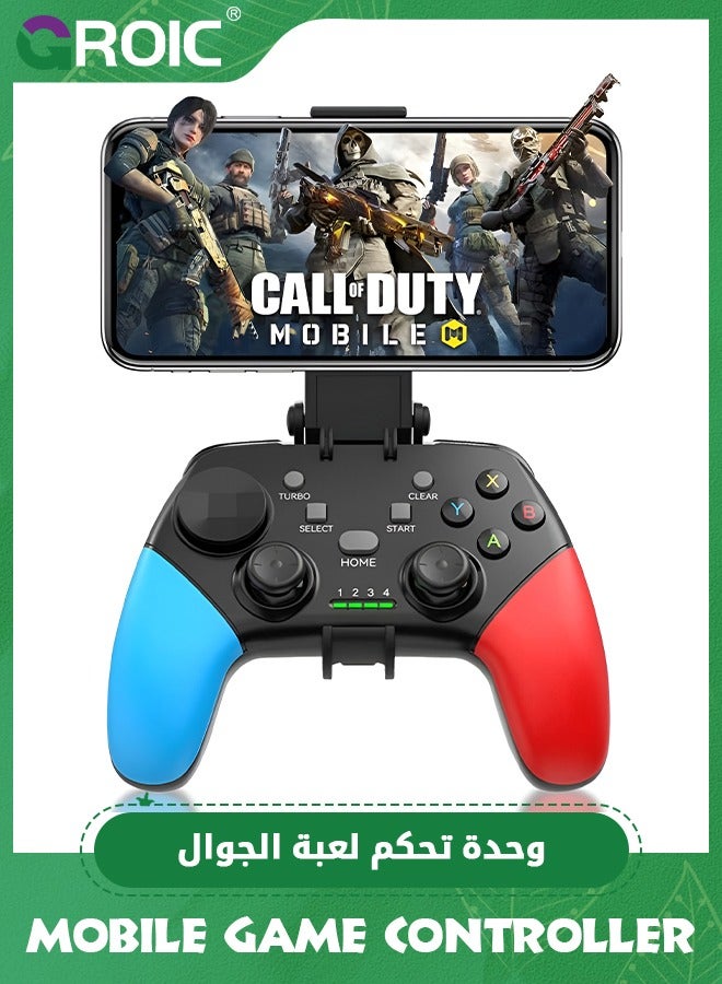 Game Controller for iPhone/iOS/Android/PC/Steam Deck with Phone Holder, Turbo, Wireless Gamepad Joystick for iPhone 15/14/13/12/iPad/MacBook/Samsung Galaxy/Tablet, Call of Duty, Apex