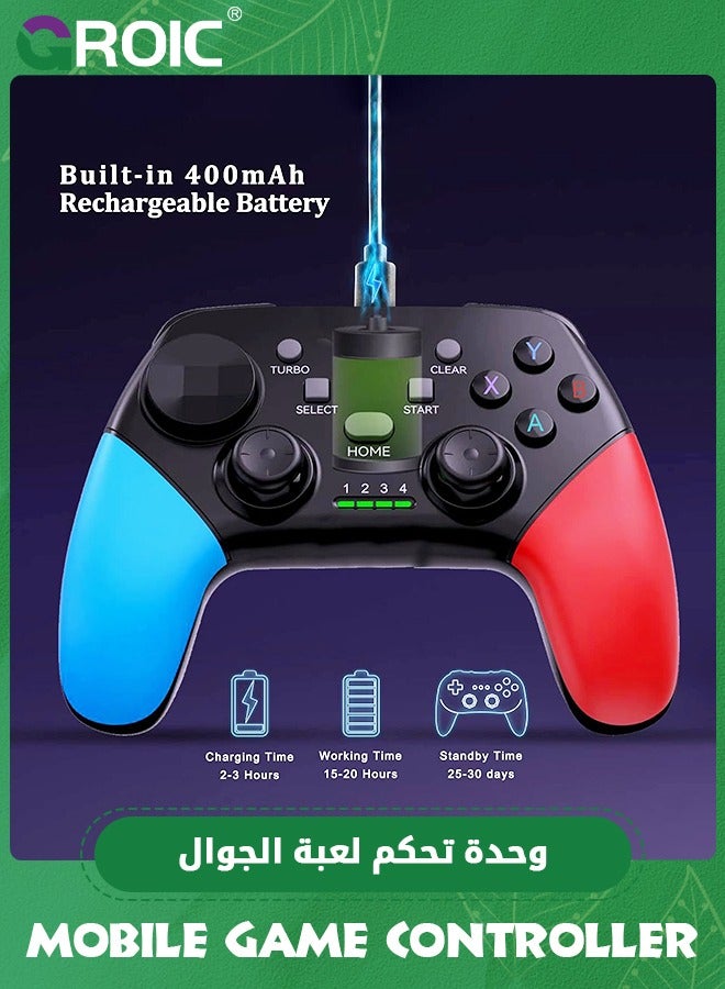 Game Controller for iPhone/iOS/Android/PC/Steam Deck with Phone Holder, Turbo, Wireless Gamepad Joystick for iPhone 15/14/13/12/iPad/MacBook/Samsung Galaxy/Tablet, Call of Duty, Apex