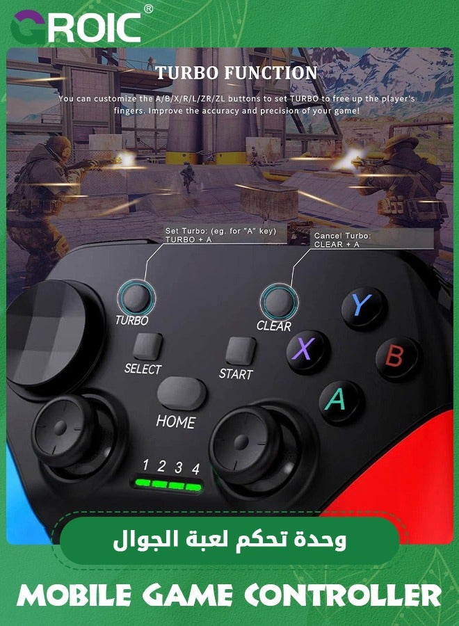 Game Controller for iPhone/iOS/Android/PC/Steam Deck with Phone Holder, Turbo, Wireless Gamepad Joystick for iPhone 15/14/13/12/iPad/MacBook/Samsung Galaxy/Tablet, Call of Duty, Apex