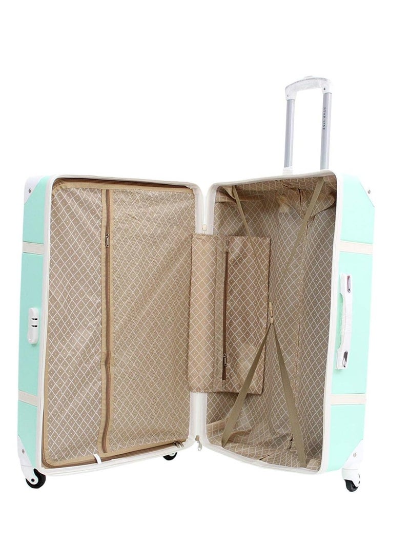 4 pieces vintage style ABS material trolley luggage set green colour