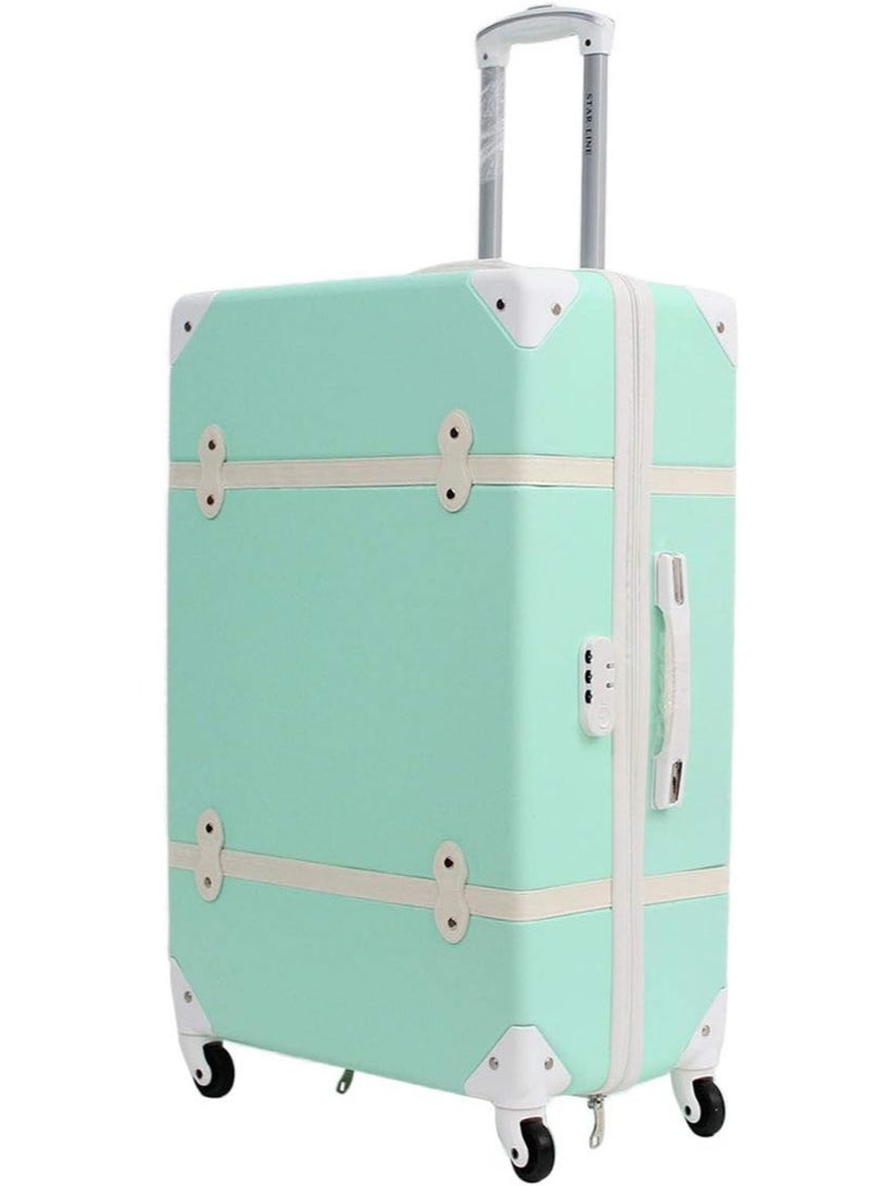 4 pieces vintage style ABS material trolley luggage set green colour