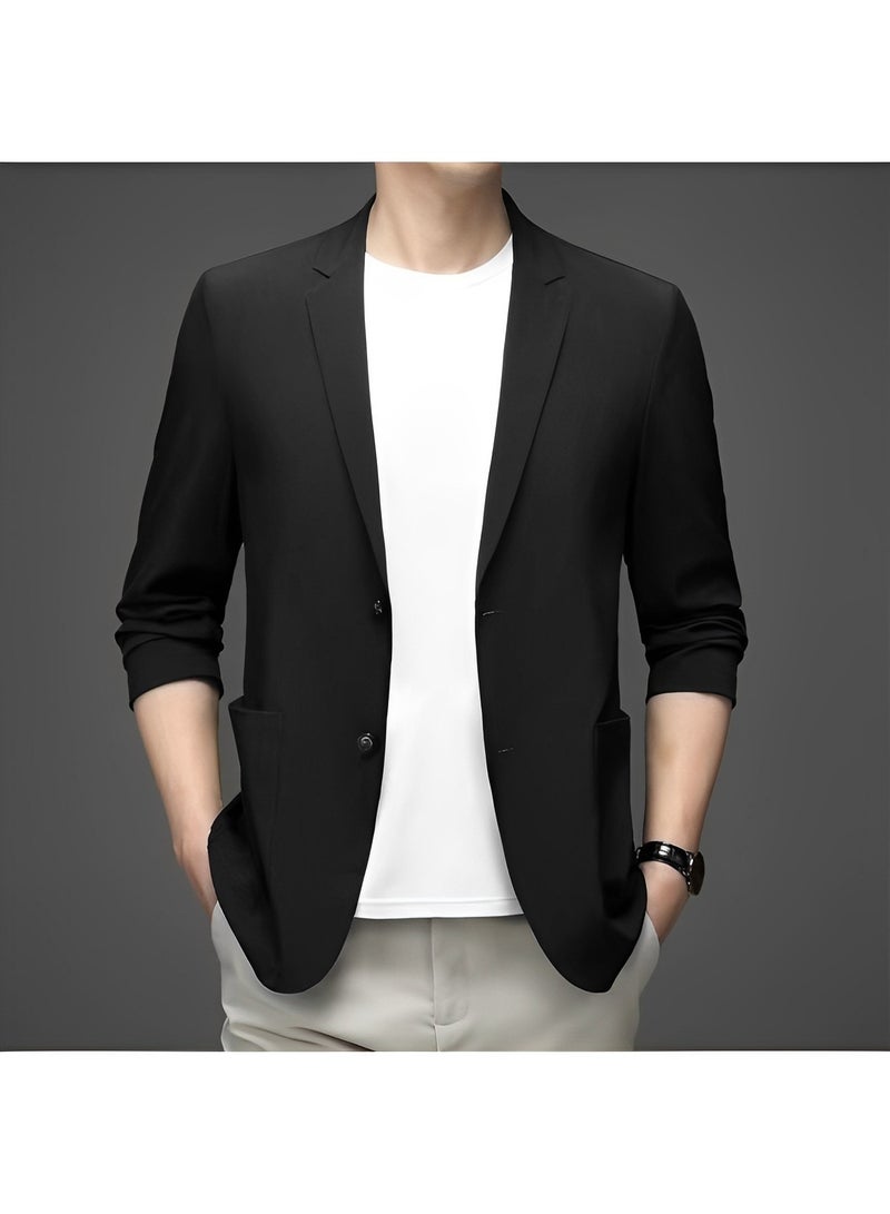 Men's Casual Knit Blazer Business Suit Jacket Slim Fit 2 Button Lightweight Unlined Sport Coat Long-Sleeve Classic-fit Blazer