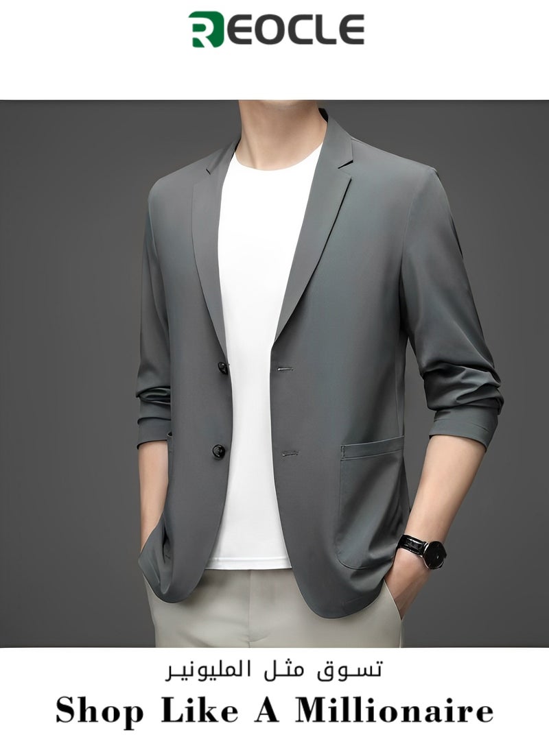 Men's Casual Knit Blazer Business Suit Jacket Slim Fit 2 Button Lightweight Unlined Sport Coat Long-Sleeve Classic-fit Blazer