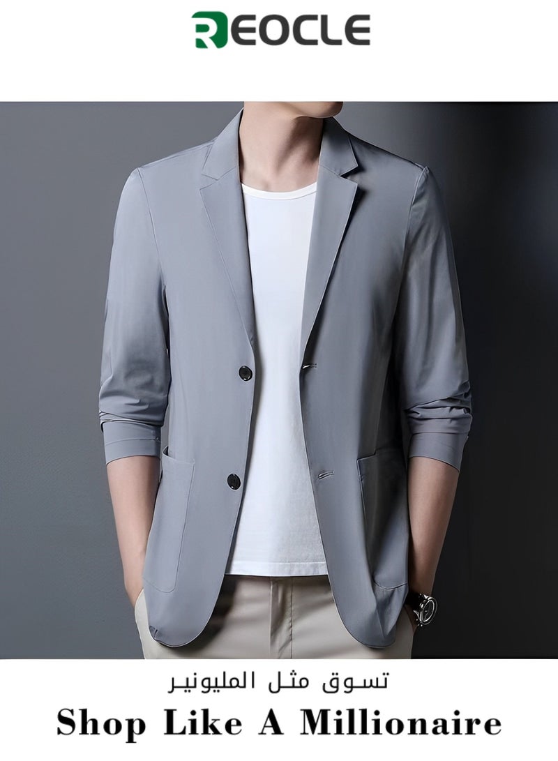 Men's Casual Knit Blazer Business Suit Jacket Slim Fit 2 Button Lightweight Unlined Sport Coat Long-Sleeve Classic-fit Blazer