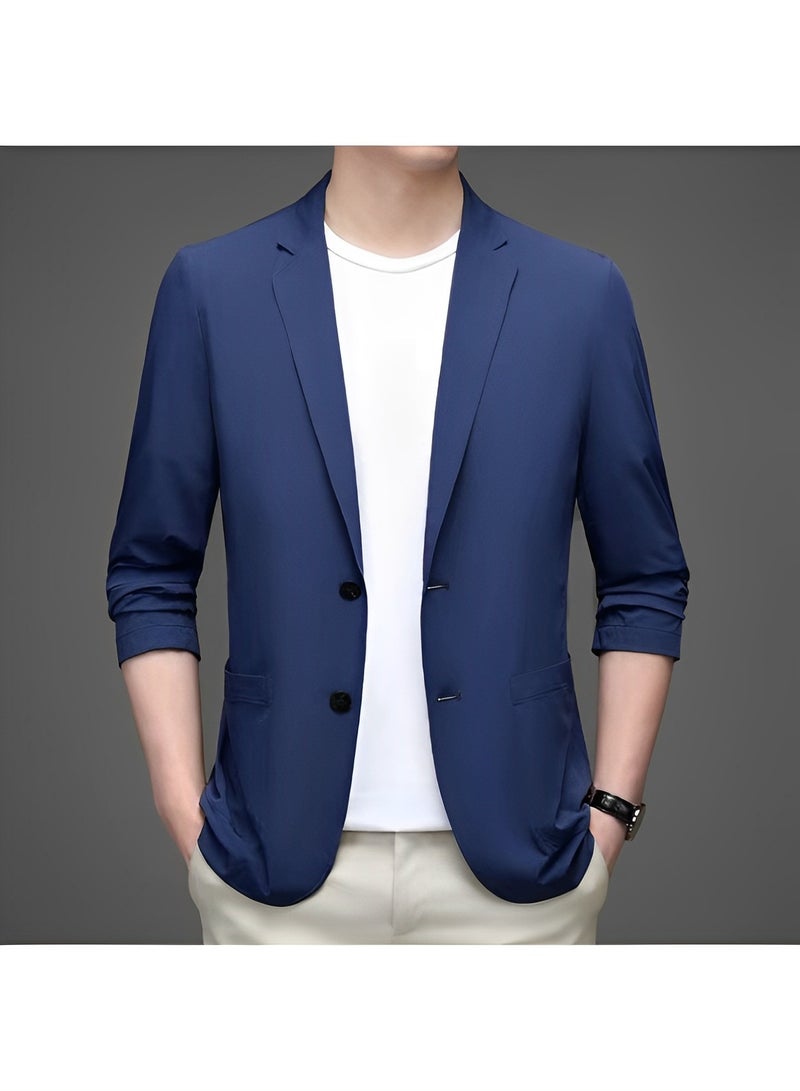 Men's Casual Knit Blazer Business Suit Jacket Slim Fit 2 Button Lightweight Unlined Sport Coat Long-Sleeve Classic-fit Blazer