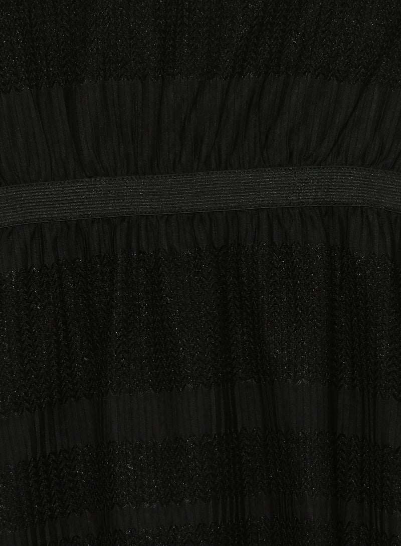 Plisse Spencer A-Line Dress Black