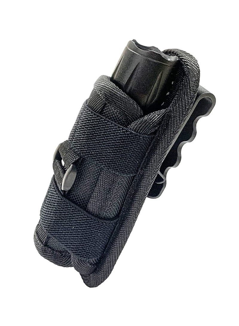 Rotatable Tactical Flashlight Pouch Holster, Durable Holder with Belt Clip Torch Carry Case 360 Degree Carabiner Reel for Camping Hiking Climbing Hunting