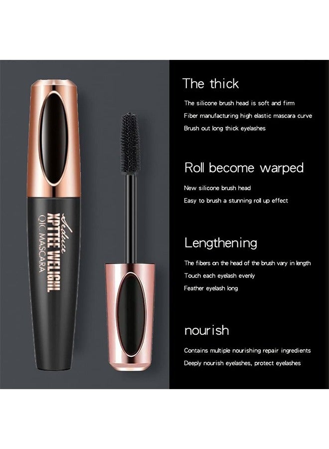 3 PCS 4D Silk Fiber Lash Mascara Waterproof Mascara Eyelash Extension Thicker Voluminous Eyelashes, Smudge-proof, Long-Lasting, Dramatic Extension, Smudge-proof, Hypoallergenic Formula (3 Packs)