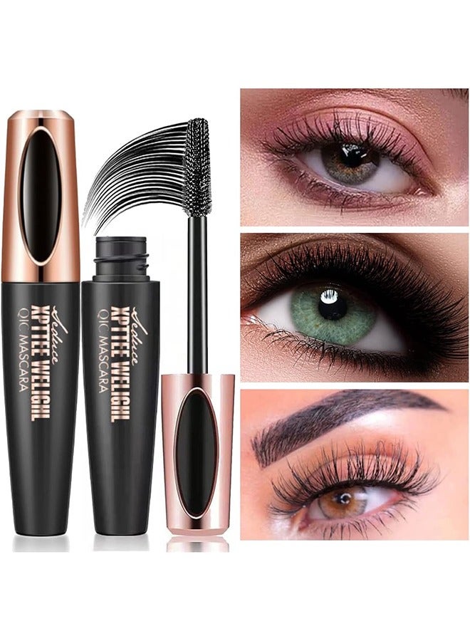 3 PCS 4D Silk Fiber Lash Mascara Waterproof Mascara Eyelash Extension Thicker Voluminous Eyelashes, Smudge-proof, Long-Lasting, Dramatic Extension, Smudge-proof, Hypoallergenic Formula (3 Packs)