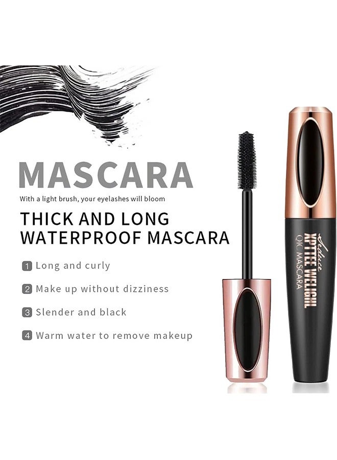 3 PCS 4D Silk Fiber Lash Mascara Waterproof Mascara Eyelash Extension Thicker Voluminous Eyelashes, Smudge-proof, Long-Lasting, Dramatic Extension, Smudge-proof, Hypoallergenic Formula (3 Packs)