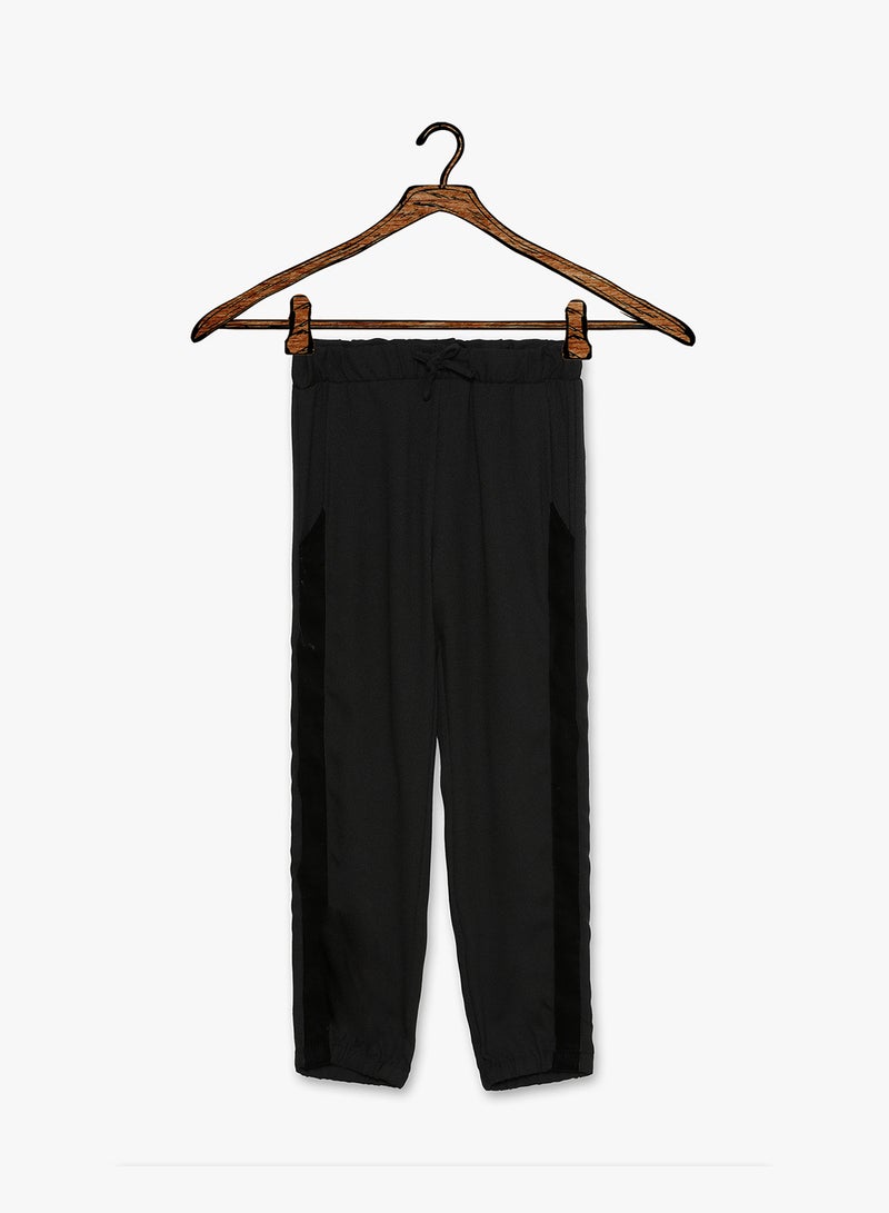 Velvet Side Panel Pants Black