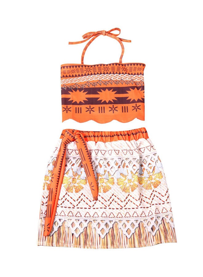 Moana Cosplay Party Dress Orange/White