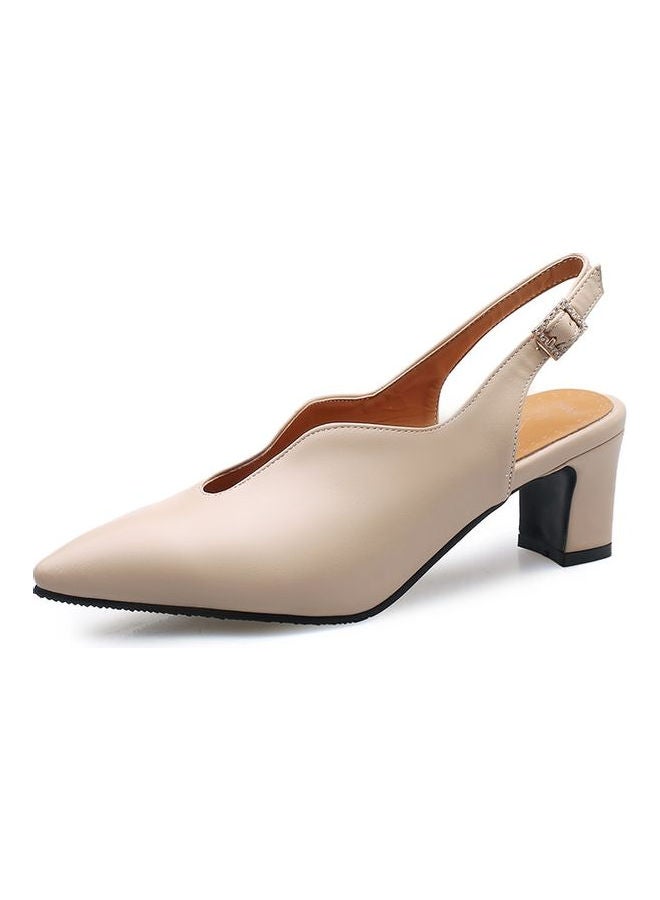 Mid Heel Fashion Hollow Out Closed Pumps Beige