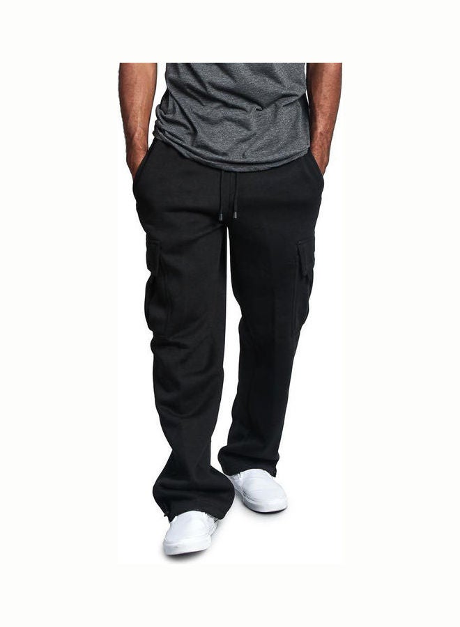 Solid Cotton Pants Black